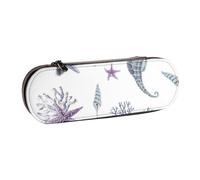 Hnnkloy Leather Pencil Case Organizer for Stationery Storage,Seahorse Coral Starfish Sea Summer