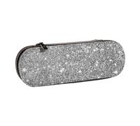 Hnnkloy Leather Pencil Case Organizer for Stationery Storage,Silver Glitter Sparkles