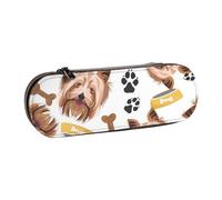 Hnnkloy Leather Pencil Case Organizer for Stationery Storage,Smiling Dog Yorkshire Terrier