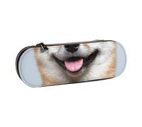 Hnnkloy Leather Pencil Case Organizer for Stationery Storage,Smiling Shiba Inu