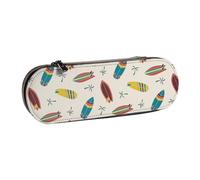 Hnnkloy Leather Pencil Case Organizer for Stationery Storage,Surfboard Palm Tree for Print