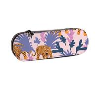 Hnnkloy Leather Pencil Case Organizer for Stationery Storage,Tigers in The Jungle