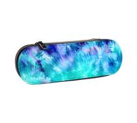 Hnnkloy Leather Pencil Case Organizer for Stationery Storage,Watercolor Teal Blue Tie Dye