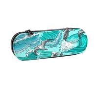 Hnnkloy Leather Pencil Case Organizer for Stationery Storage,Waves Sketch Seagull Birds
