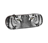 Hnnkloy Leather Pencil Case Organizer for Stationery Storage,White Beautiful Tiger Print