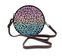 Hnnkloy Leopard Print, Leopard Pattern, Purple, PU Leather Shoulder Bag, Round Crossbody Bag - Circle Purse for Women