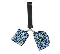 Hnnkloy Leopard Print Pattern Blue, Outdoor Sports Wrist Bag, Portable Coin Purse, Dual Pouch Wristlet Wallets with Detachable Keychain