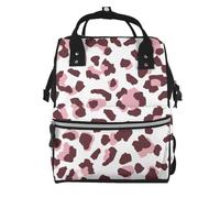 Hnnkloy Leopard Print Seamless Pink Animals African, Large Capacity Mummy Backpack Diaper Bag Travel Backpack for Outdoor