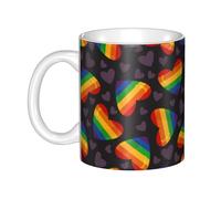 Hnnkloy LGBT Pride Gay Rainbow Heart,Ceramic Mug Large Coffee Cup Suitable for Kitchen Restaurant Office Coffee Shop 330ml
