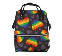 Hnnkloy Lgbt Pride Gay Rainbow Heart, Large Capacity Mummy Backpack Diaper Bag Travel Backpack for Outdoor
