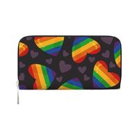 Hnnkloy LGBT Pride Gay Rainbow Heart, PU Leather Wallets Large Capacity Clutch Wallet for Men Women