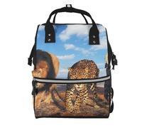Hnnkloy Lion Leopard And Tiger Fight For Food Printed, Large Capacity Mummy Backpack Diaper Bag Travel Backpack for Outdoor