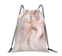 Hnnkloy Liquid Abstract Marble With Rose Gold Glitter Splatter Texture, Drawstring Backpack Unisex Sport Gym Bag Casual Daypack Drawstring Sackpack