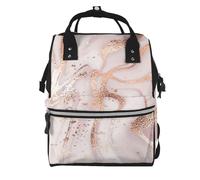 Hnnkloy Liquid Abstract Marble With Rose Gold Glitter Splatter Texture, Large Capacity Mummy Backpack Diaper Bag Travel Backpack for Outdoor