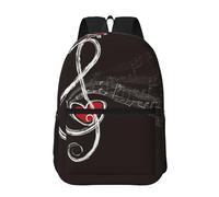 Hnnkloy Love Music Notes, 17 Inch Backpack With Pockets Casual Daypack Water Resistant School Bag