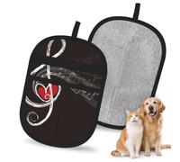 Hnnkloy Love Music Notes, 2 Pack Pet Hair Removal Gloves For Bed,Carpet,Clothes,Sofa,Static Grooming Glove For Dogs & Cats