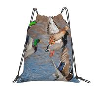 Hnnkloy Mallards Duck Hunting Mallard Ducks, Drawstring Backpack Unisex Sport Gym Bag Casual Daypack Drawstring Sackpack