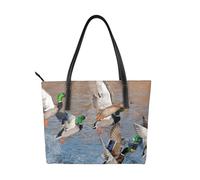 Hnnkloy Mallards Duck Hunting Mallard Ducks,PU Leather Handbag Large Capacity Tote Bag Women's Shoulder Bag for Work Travel