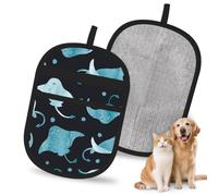 Hnnkloy Manta Ray And Fish, 2 Pack Pet Hair Removal Gloves For Bed,Carpet,Clothes,Sofa,Static Grooming Glove For Dogs & Cats