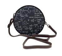 Hnnkloy Mathematical Seamless With Geometric Shapes Formulas, PU Leather Shoulder Bag, Round Crossbody Bag - Circle Purse for Women