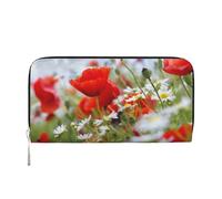 Hnnkloy Meadow and Daisy Flowers, PU Leather Wallets Large Capacity Clutch Wallet for Men Women