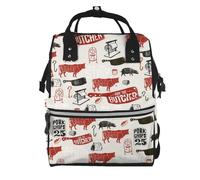 Hnnkloy Meat Butcher Pattern, Large Capacity Mummy Backpack Diaper Bag Travel Backpack for Outdoor