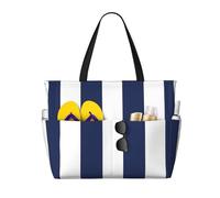 Hnnkloy Midnight Blue And White Striped, Large Capacity Beach Bag Travel Shoulder Bag For Women - Waterproof Tote Handbag
