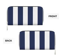 Hnnkloy Midnight Blue and White Striped, PU Leather Wallets Large Capacity Clutch Wallet for Men Women
