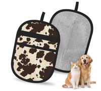 Hnnkloy Milk Cow Print Cowhide, 2 Pack Pet Hair Removal Gloves For Bed,Carpet,Clothes,Sofa,Static Grooming Glove For Dogs & Cats