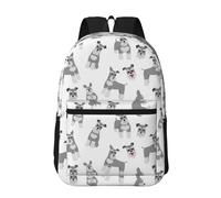Hnnkloy Miniature Schnauzer Seamless Pattern, 17 Inch Backpack With Pockets Casual Daypack Water Resistant School Bag