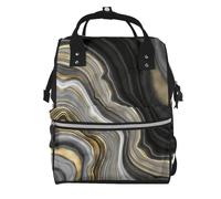 Hnnkloy Modern Black And Gold Agate Gemstone, Large Capacity Mummy Backpack Diaper Bag Travel Backpack for Outdoor