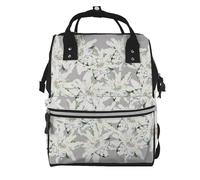 Hnnkloy Modern Edelweiss Swiss Alpine Flowers, Large Capacity Mummy Backpack Diaper Bag Travel Backpack for Outdoor