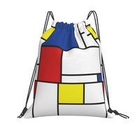 Hnnkloy Mondrian Minimalist De Stijl Modern Art, Drawstring Backpack Unisex Sport Gym Bag Casual Daypack Drawstring Sackpack