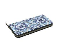 Hnnkloy Moroccan Portuguese Style Classic Tiles, PU Leather Wallets Large Capacity Clutch Wallet for Men Women
