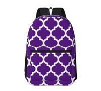 Hnnkloy Moroccan Quatrefoil Pattern Purple And White, 17 Inch Backpack With Pockets Casual Daypack Water Resistant School Bag