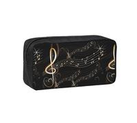 Hnnkloy Music Note Musical Score Black Sheet Music, Big Capacity Pencil Case Portable Pen Pouch Stationery Bag for School Office
