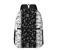 Hnnkloy Music Note White And Black, 17 Inch Backpack With Pockets Casual Daypack Water Resistant School Bag