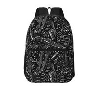 Hnnkloy Music Notes Black, 17 Inch Backpack With Pockets Casual Daypack Water Resistant School Bag