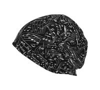 Hnnkloy Music Notes Black,Polyester Knitted Hat Skull Cap Balaclava Running Hat Slouchy Beanie Hat