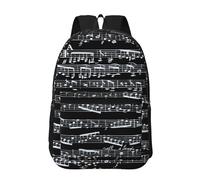 Hnnkloy Music Notes On Black, 17 Inch Backpack With Pockets Casual Daypack Water Resistant School Bag