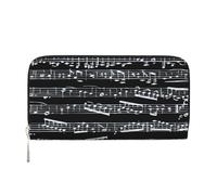 Hnnkloy Music Notes On Black, PU Leather Wallets Large Capacity Clutch Wallet for Men Women