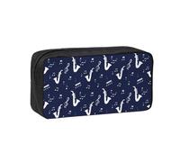 Hnnkloy Music Notes Saxophones, Big Capacity Pencil Case Portable Pen Pouch Stationery Bag for School Office