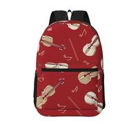 Hnnkloy Music Violin Red Note, 17 Inch Backpack With Pockets Casual Daypack Water Resistant School Bag