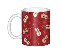 Hnnkloy Music Violin Red Note,Ceramic Mug Large Coffee Cup Suitable for Kitchen Restaurant Office Coffee Shop 330ml