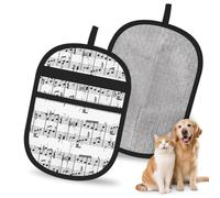Hnnkloy Musical Notes On The Clef, 2 Pack Pet Hair Removal Gloves For Bed,Carpet,Clothes,Sofa,Static Grooming Glove For Dogs & Cats