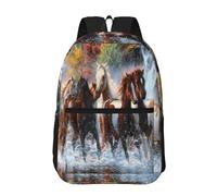 Hnnkloy Native American Indians Horses, 17 Inch Backpack With Pockets Casual Daypack Water Resistant School Bag