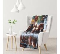 Hnnkloy Native American Indians Horses,Soft Blanket for Couch Sofa Bed Warm Anti-Pilling Flannel Plush Throw Blanket 76 X 102 cm