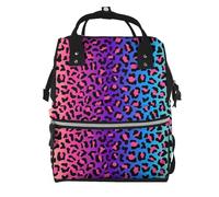 Hnnkloy Neon Color Gradient Leopard Print, Large Capacity Mummy Backpack Diaper Bag Travel Backpack for Outdoor