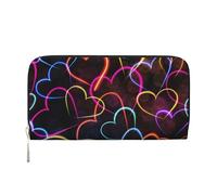 Hnnkloy Neon Colorful Line Heart Pattern, PU Leather Wallets Large Capacity Clutch Wallet for Men Women