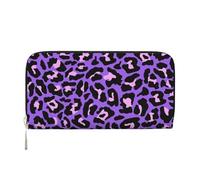 Hnnkloy Neon Purple Pink Leopard Animals Print, PU Leather Wallets Large Capacity Clutch Wallet for Men Women